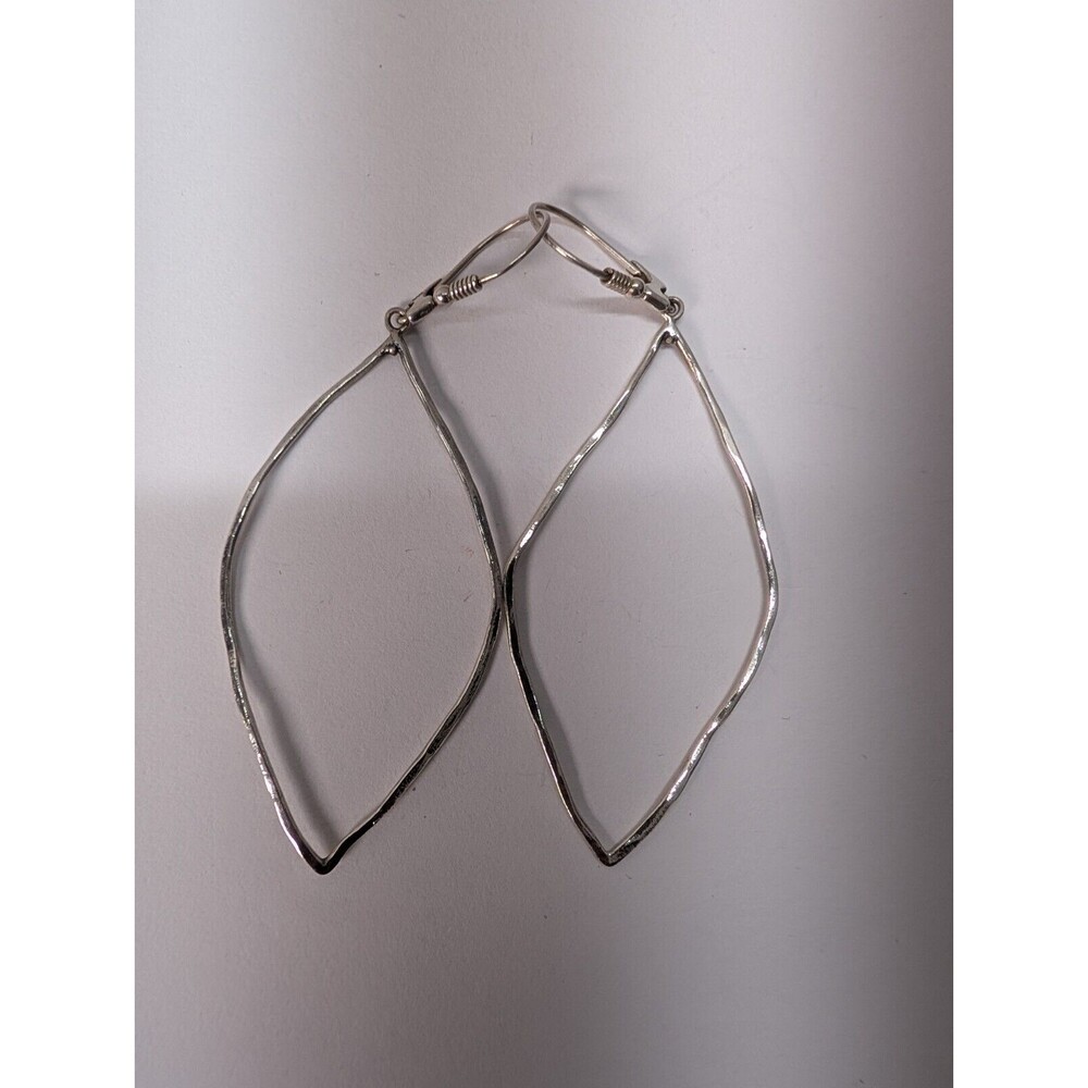 Hand Hammered Diamond Dangle Earrings Israel Vintage 925 Sterling Silver Jewelry